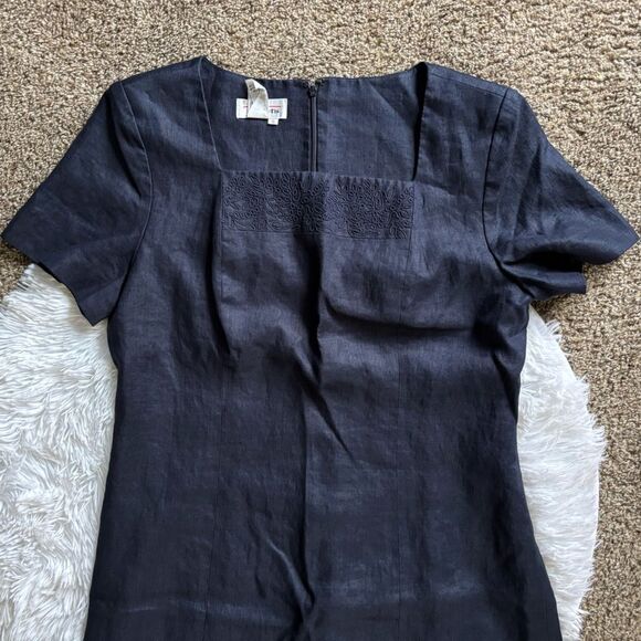 Talbots Vintage Linen Dress Blue Long Maxi Womens Size 16 - Picture 4 of 9